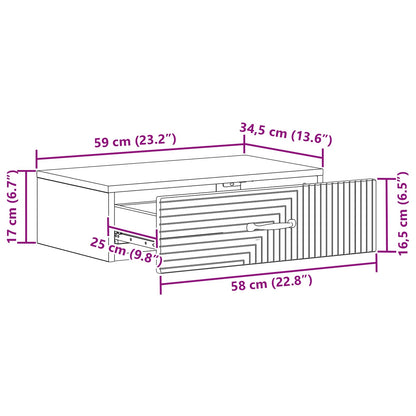 Tavolino da Parete Laterale Bianco Lucido 59 x 34,5 x 17 cm | homemem39