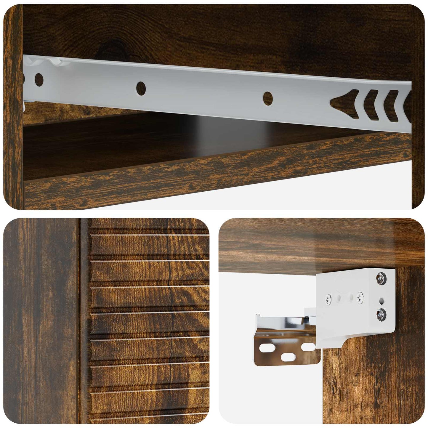 Tavolino da Parete Laterale Rovere Fumo 59 x 34,5 x 17 cm