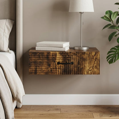 Tavolino da Parete Laterale Rovere Fumo 59 x 34,5 x 17 cm
