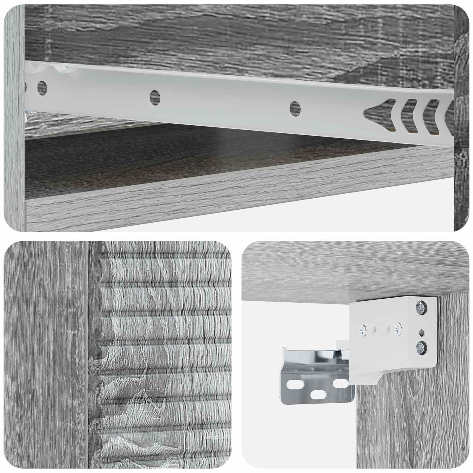 Tavolino da Parete Laterale Grigio Sonoma 59 x 34,5 x 17 cm | homemem39