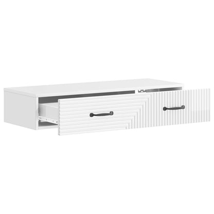 Tavolino da Parete Laterale Bianco Lucido 87,5 x 34,5 x 17 cm
