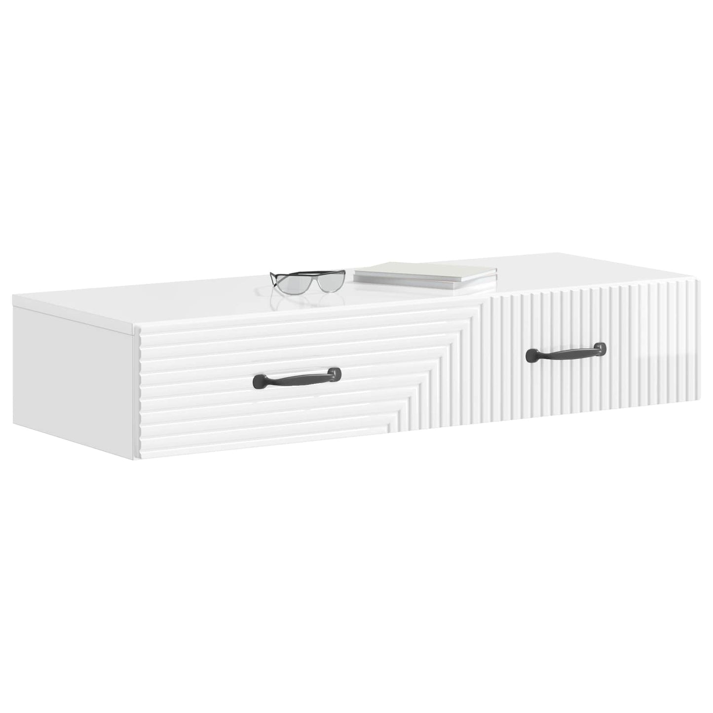 Tavolino da Parete Laterale Bianco Lucido 87,5 x 34,5 x 17 cm | homemem39