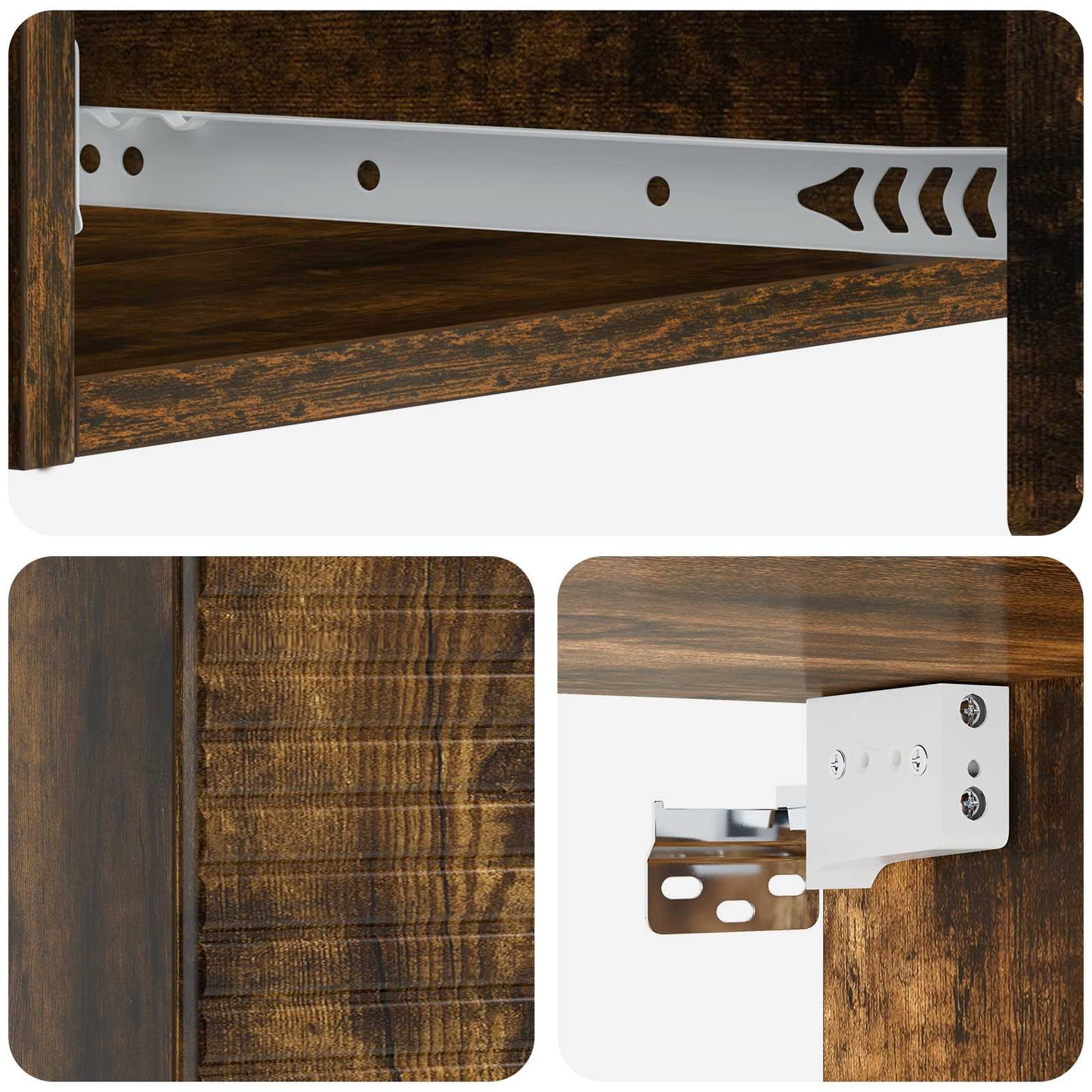 Tavolino da Parete Laterale Rovere Fumo 87,5 x 34,5 x 17 cm