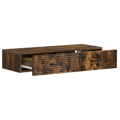 Tavolino da Parete Laterale Rovere Fumo 87,5 x 34,5 x 17 cm