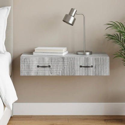 Tavolino da Parete Laterale Grigio Sonoma 87,5 x 34,5 x 17 cm