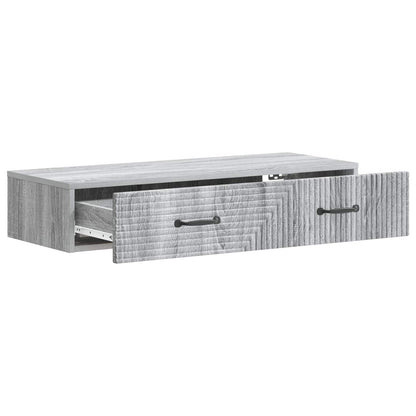 Tavolino da Parete Laterale Grigio Sonoma 87,5 x 34,5 x 17 cm