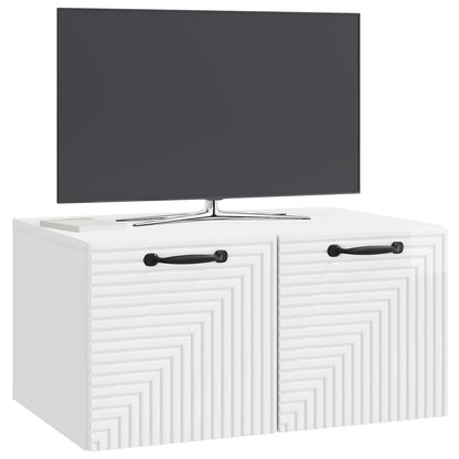 Mobile Porta TV da Muro Bianco Lucido 59,5 x 41 x 30 cm
