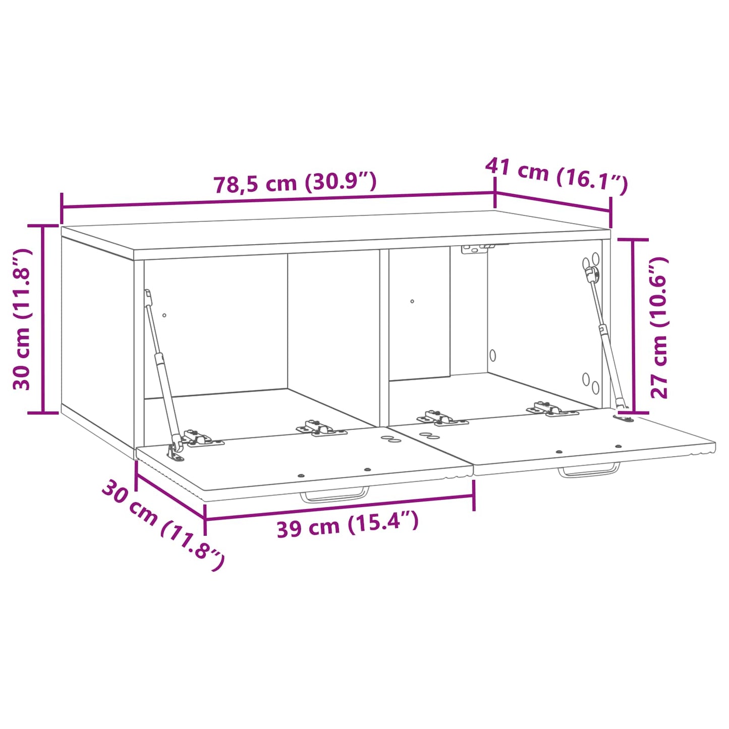 Mobile Porta TV da Muro Grigio Cemento 78,5 x 41 x 30 cm | homemem39