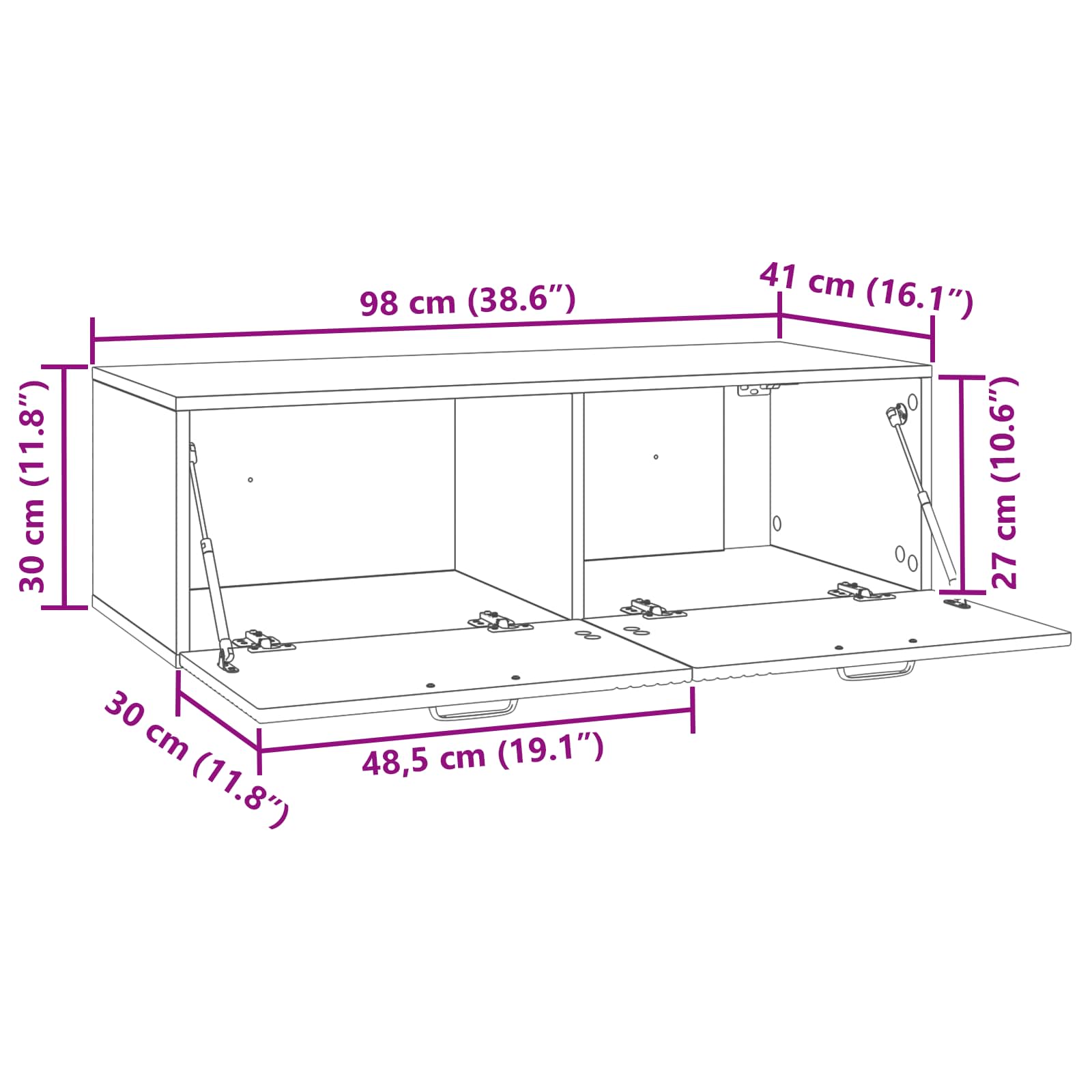 Mobile Porta TV da Muro Montaggio a parete Nero 98 x 41 x 30 cm | homemem39