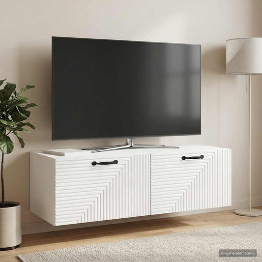 Mobile Porta TV da Muro Bianco Lucido 98 x 41 x 30 cm