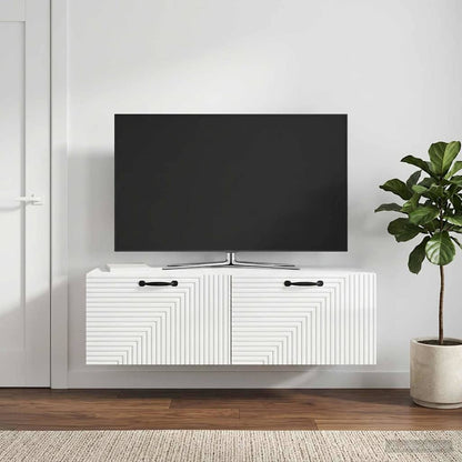 Mobile Porta TV da Muro Bianco Lucido 98 x 41 x 30 cm