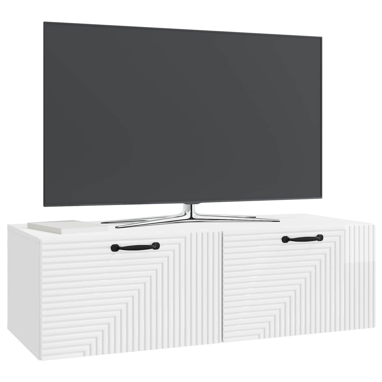 Mobile Porta TV da Muro Bianco Lucido 98 x 41 x 30 cm | homemem39