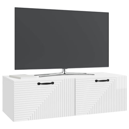 Mobile Porta TV da Muro Bianco Lucido 98 x 41 x 30 cm