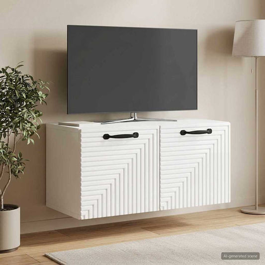 Mobile Porta TV da Muro Bianco Lucido 59,5 x 31 x 30 cm