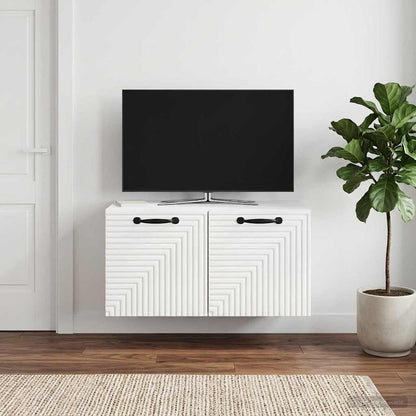 Mobile Porta TV da Muro Bianco Lucido 59,5 x 31 x 30 cm