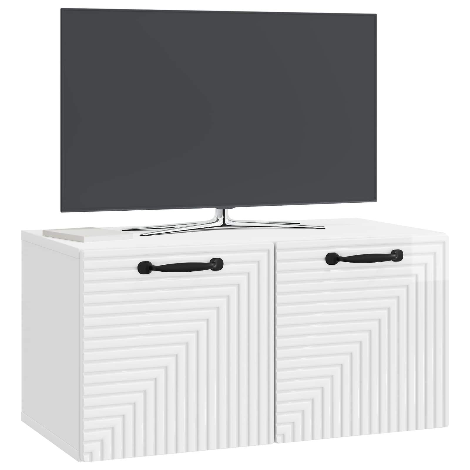 Mobile Porta TV da Muro Bianco Lucido 59,5 x 31 x 30 cm | homemem39