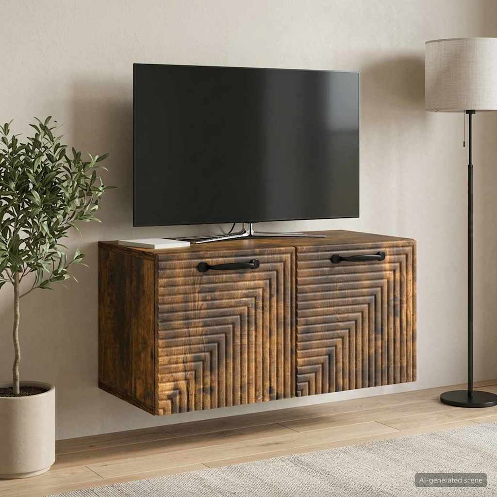 Mobile Porta TV da Muro Rovere Fumo 59,5 x 31 x 30 cm