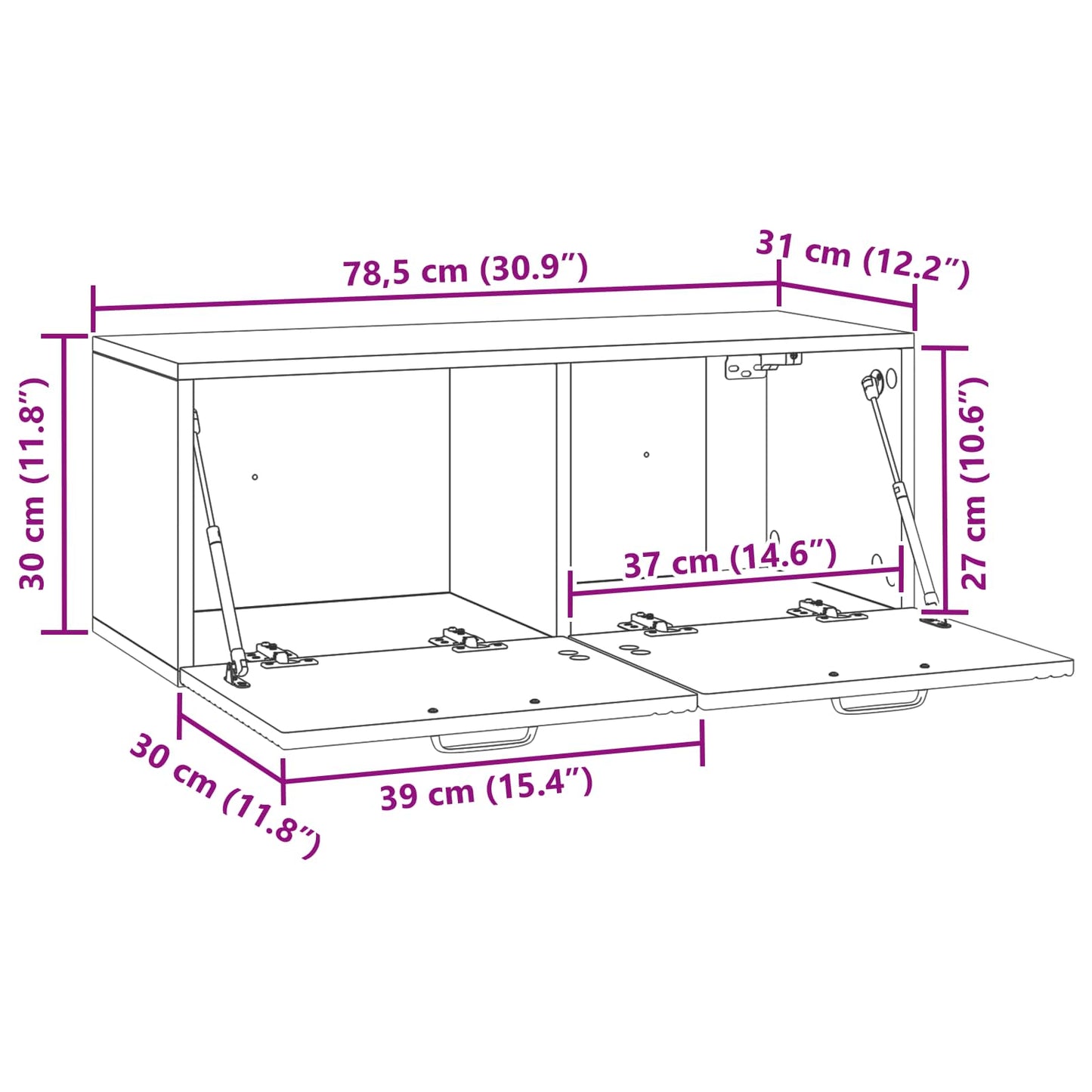 Mobile Porta TV da Muro Rovere Sonoma 78,5 x 31 x 30 cm | homemem39