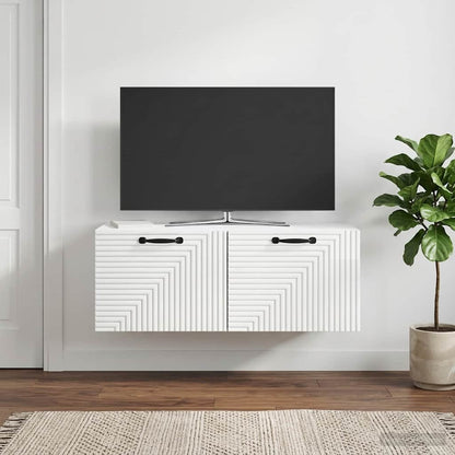 Mobile Porta TV da Muro Bianco Lucido 78,5 x 31 x 30 cm