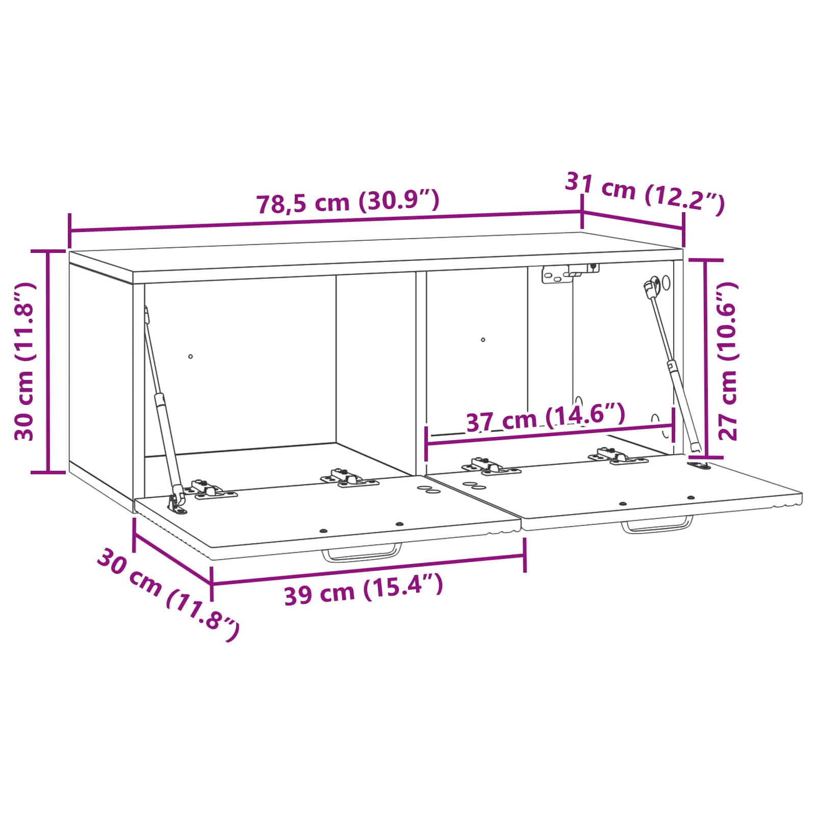 Mobile Porta TV da Muro Rovere Artigianale 78,5 x 31 x 30 cm | homemem39