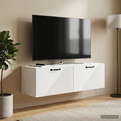 Mobile Porta TV da Muro Bianco Lucido 98 x 31 x 30 cm