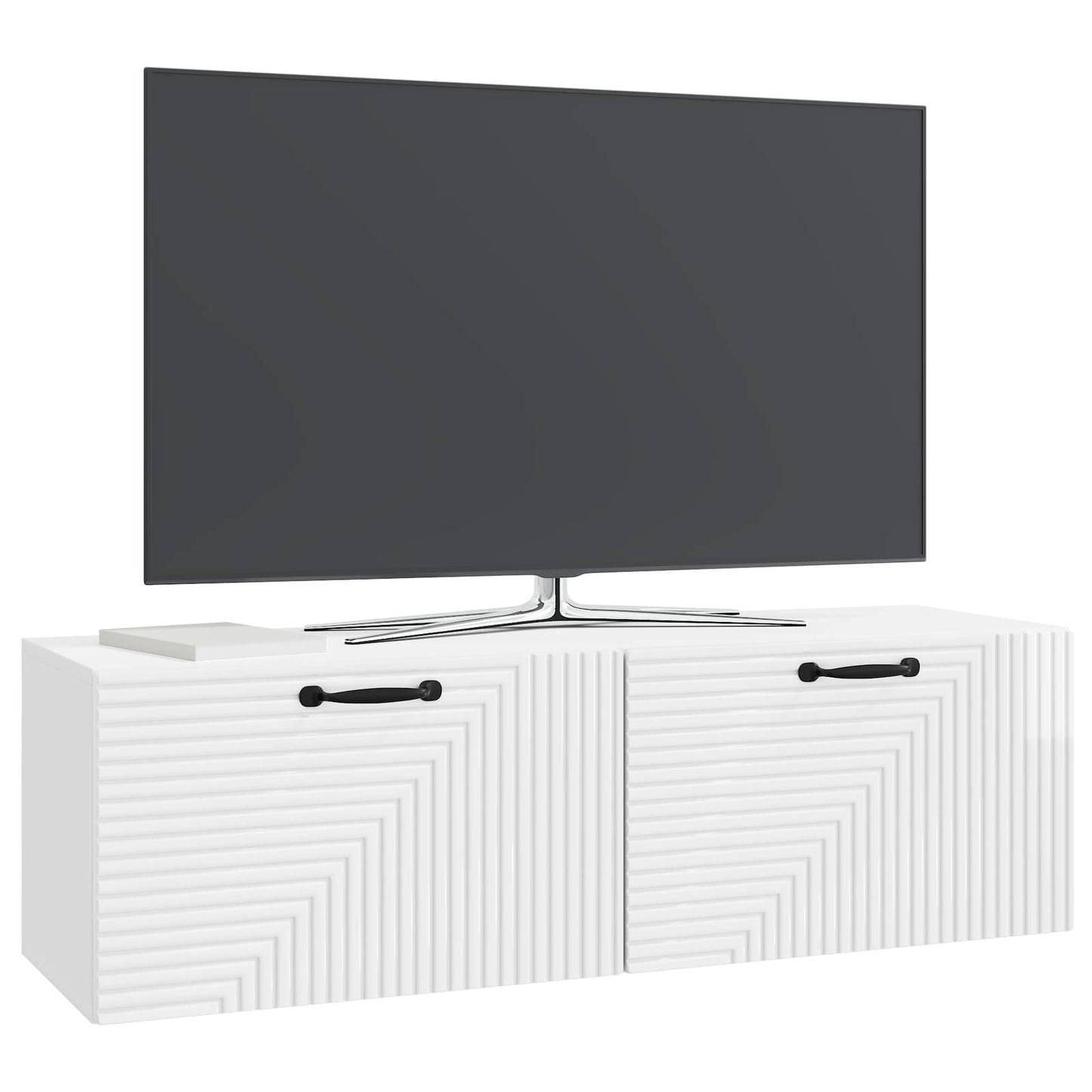 Mobile Porta TV da Muro Bianco Lucido 98 x 31 x 30 cm | homemem39