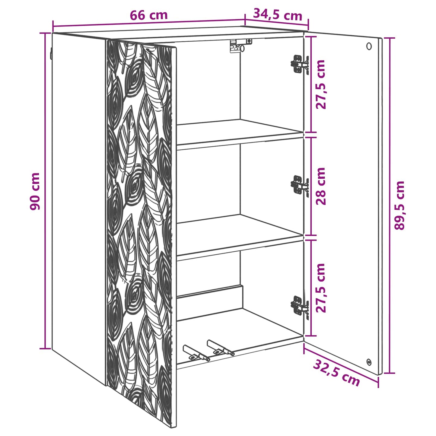 Mobiletto a muro Sonoma grigio 66 x 34,5 x 90 cm | homemem39
