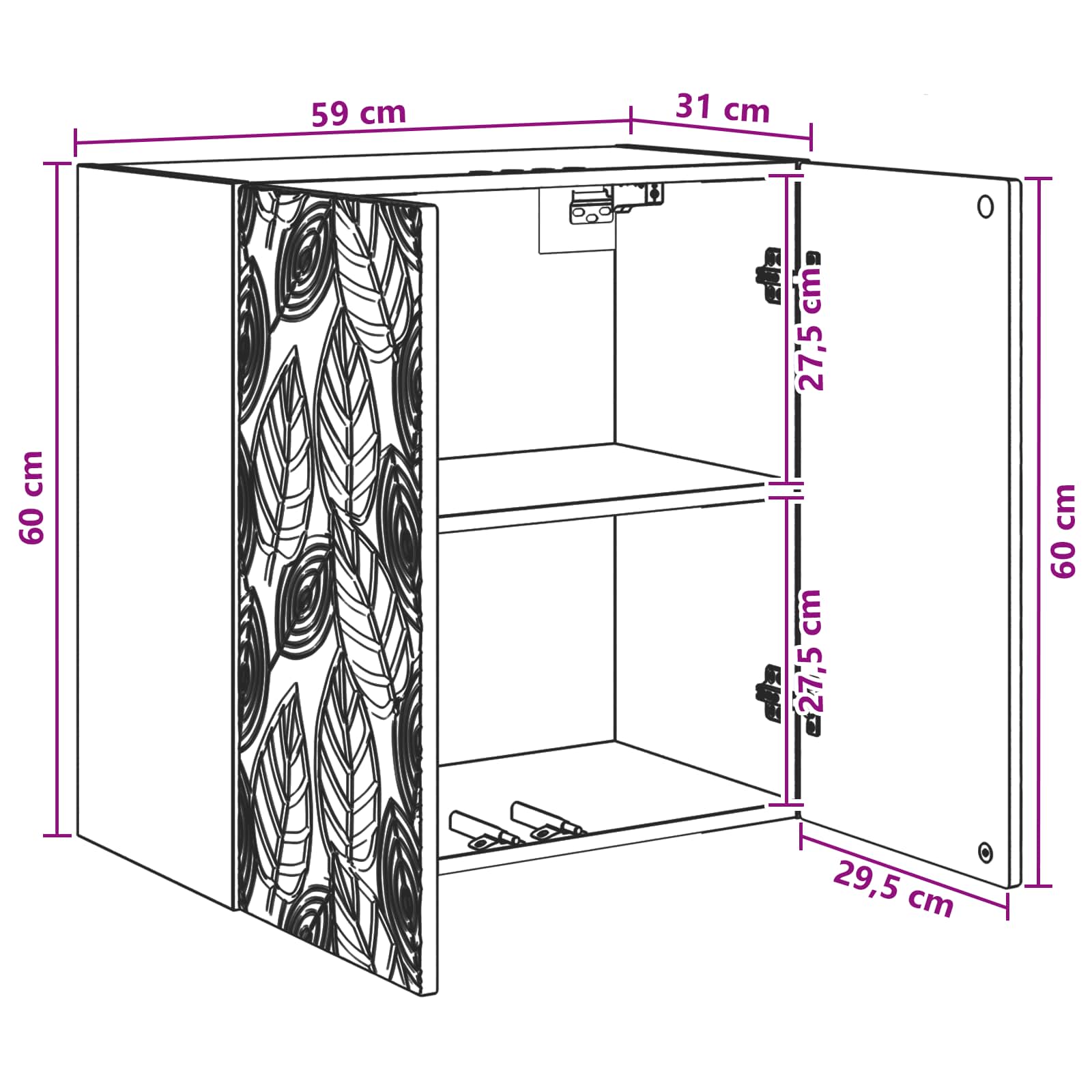 Mobiletto a muro Grigio Cemento 59 x 31 x 60 cm | homemem39