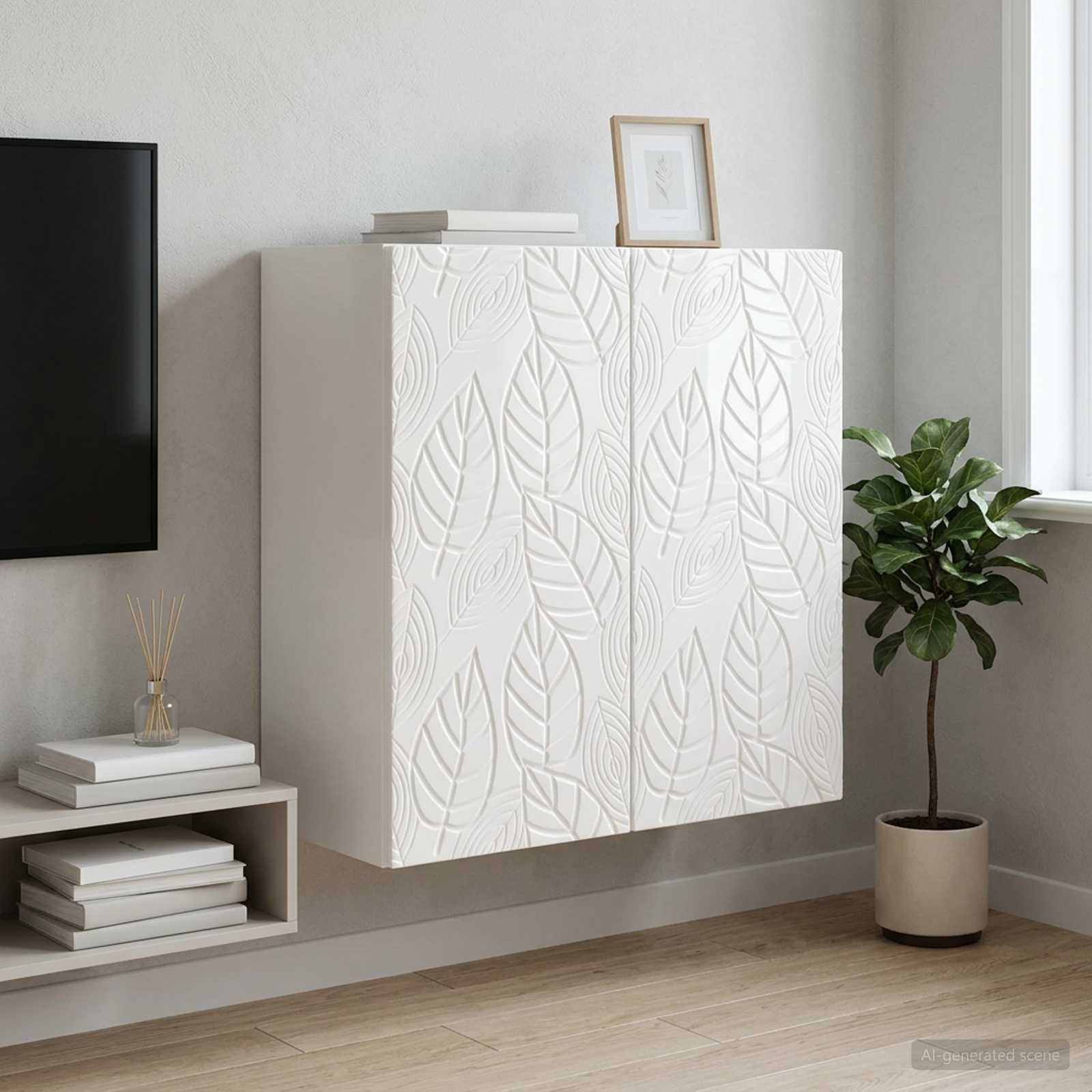 Mobiletto a muro Bianco Lucido 59 x 31 x 60 cm | homemem39