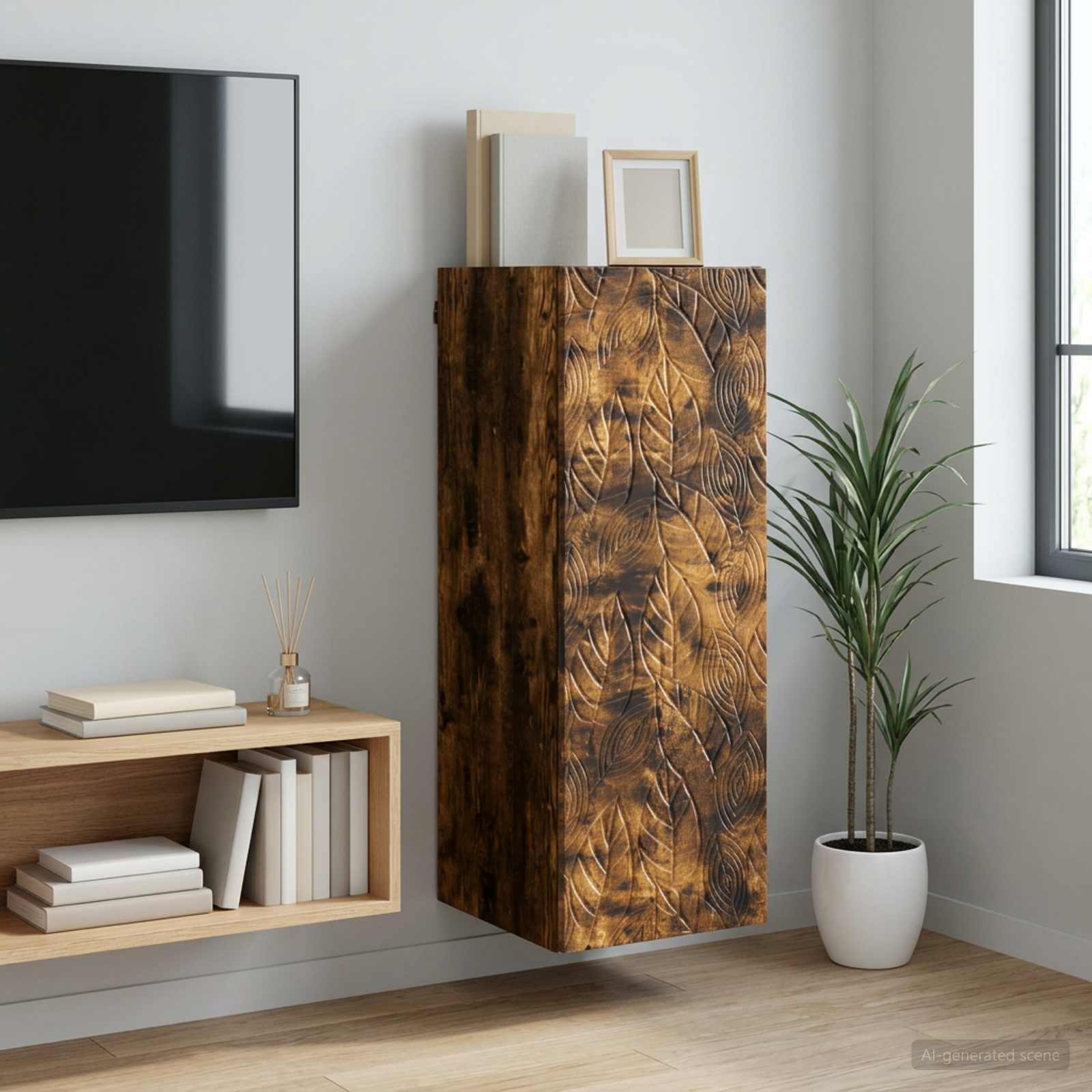 Mobiletto a muro Rovere Fumo 33 x 34,5 x 90 cm | homemem39
