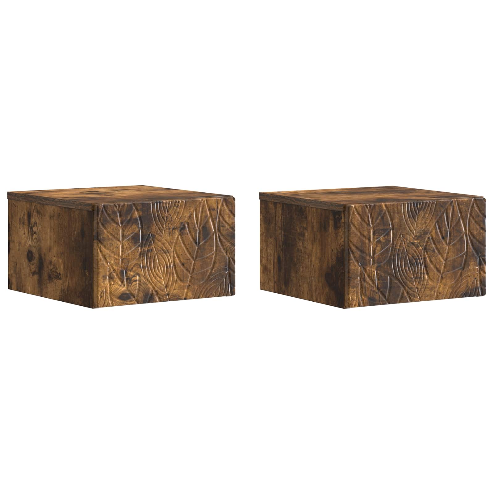 Tavolino da Parete Laterale 2 pcs Rovere Fumo 34,5 x 33 x 20 cm | homemem39