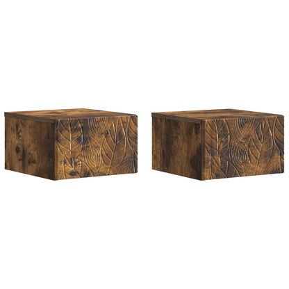 Tavolino da Parete Laterale 2 pcs Rovere Fumo 34,5 x 33 x 20 cm | homemem39