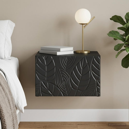 Mobiletto da notte a muro Nero 49 x 34,5 x 20 cm | homemem39