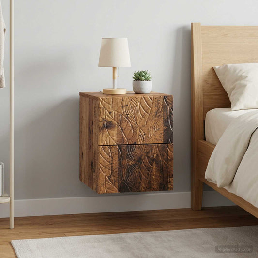 Mobiletto da notte a muro 2 pcs Legno antico 34,5 x 33 x 40 cm | homemem39