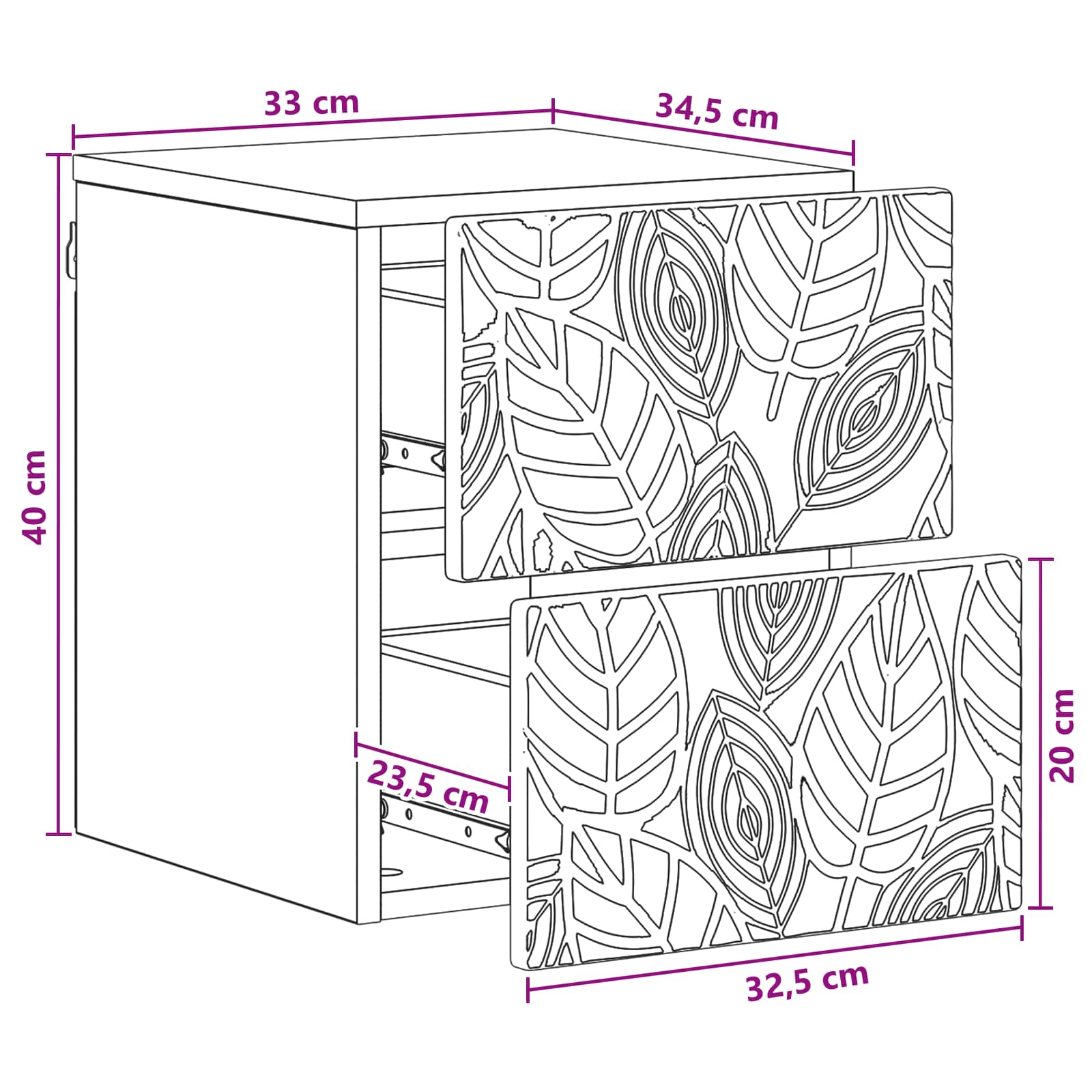 Mobiletto da notte a muro Rovere Artigianale 34,5 x 33 x 40 cm | homemem39