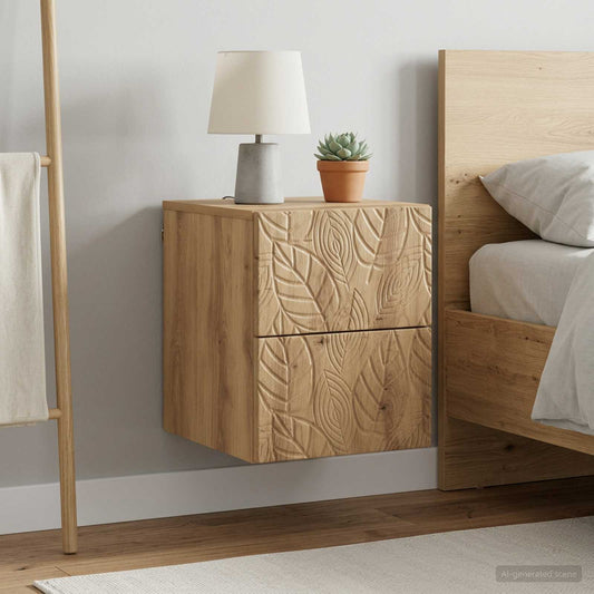 Mobiletto da notte a muro 2 pz Rovere Artigianale | homemem39