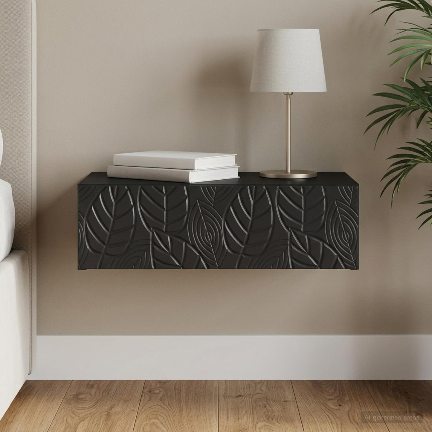 Tavolino da Parete Laterale Nero 59 x 34,5 x 17 cm | homemem39
