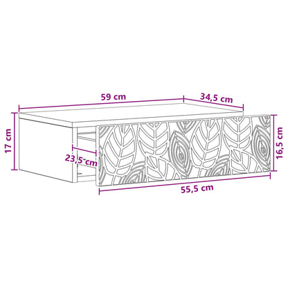 Tavolino da Parete Laterale Grigio Cemento 59 x 34,5 x 17 cm | homemem39