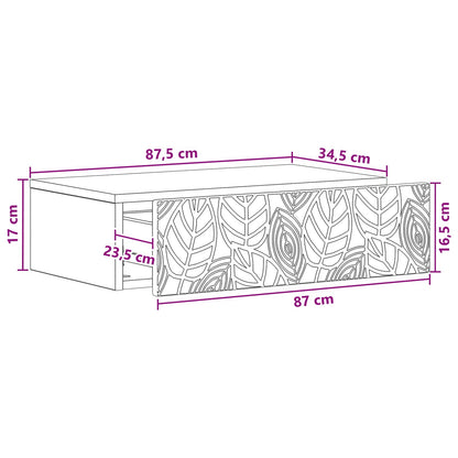 Tavolino da Parete Laterale Rovere Sonoma 87,5 x 34,5 x 17 cm | homemem39
