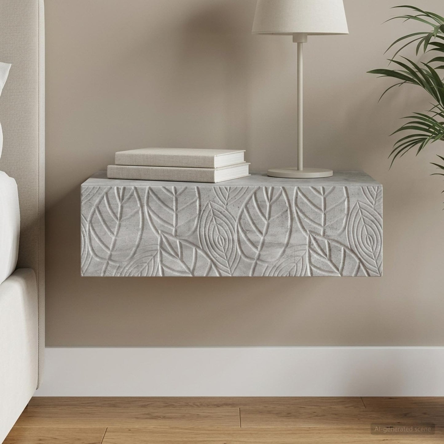 Tavolino da Parete Laterale Grigio Cemento 87,5 x 34,5 x 17 cm | homemem39