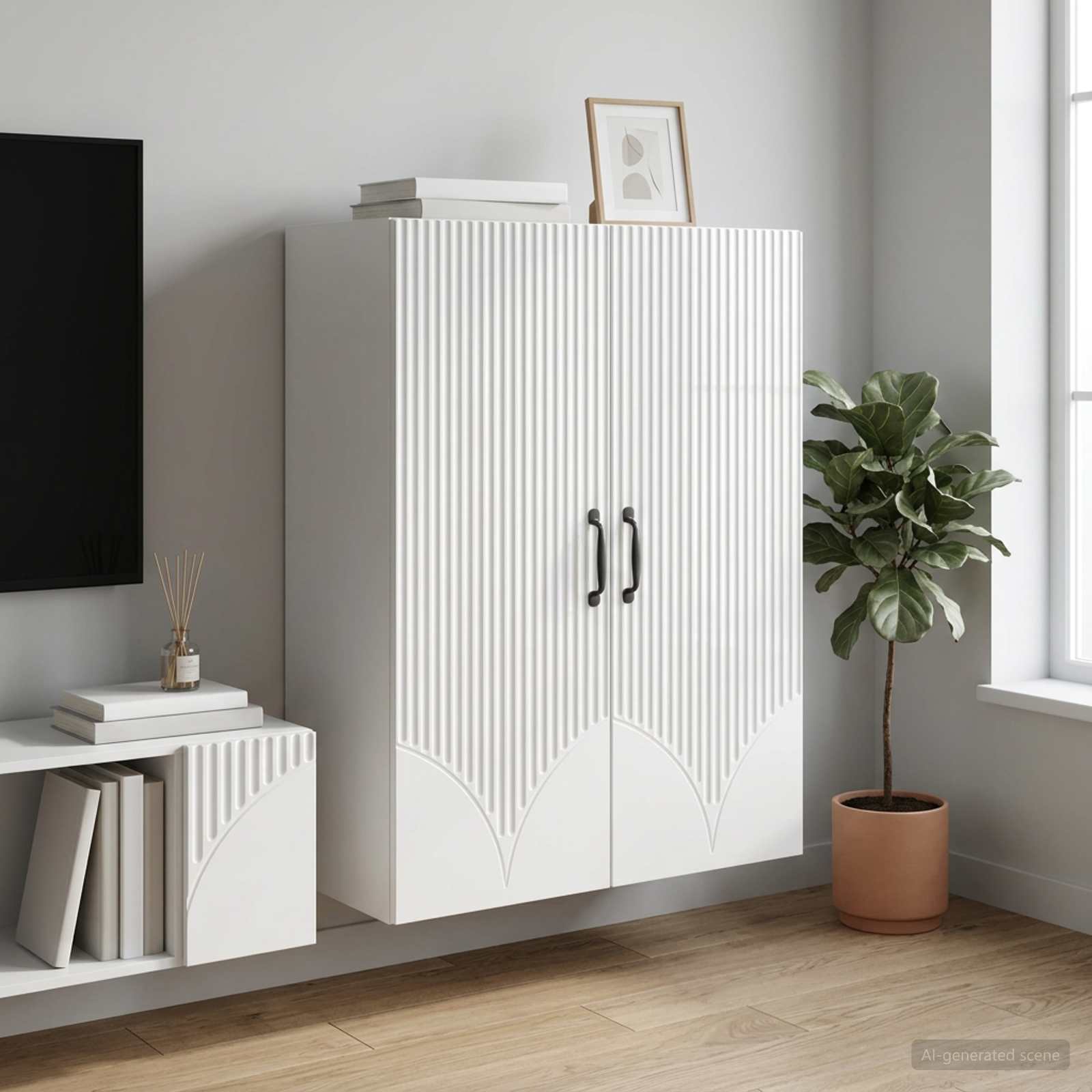 Mobiletto a muro Bianco Lucido 66 x 34,5 x 90 cm | homemem39