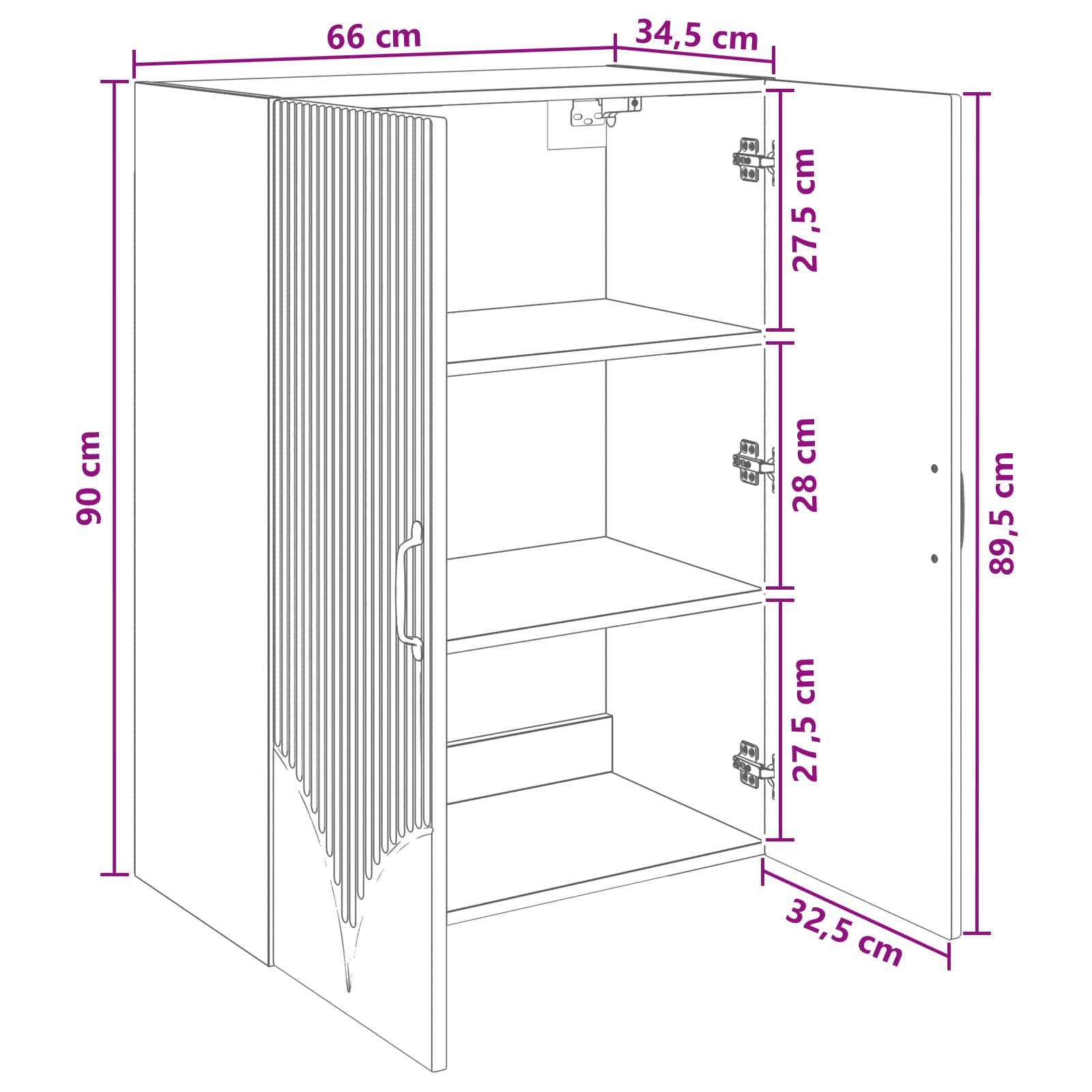 Mobiletto a muro Sonoma grigio 66 x 34,5 x 90 cm | homemem39