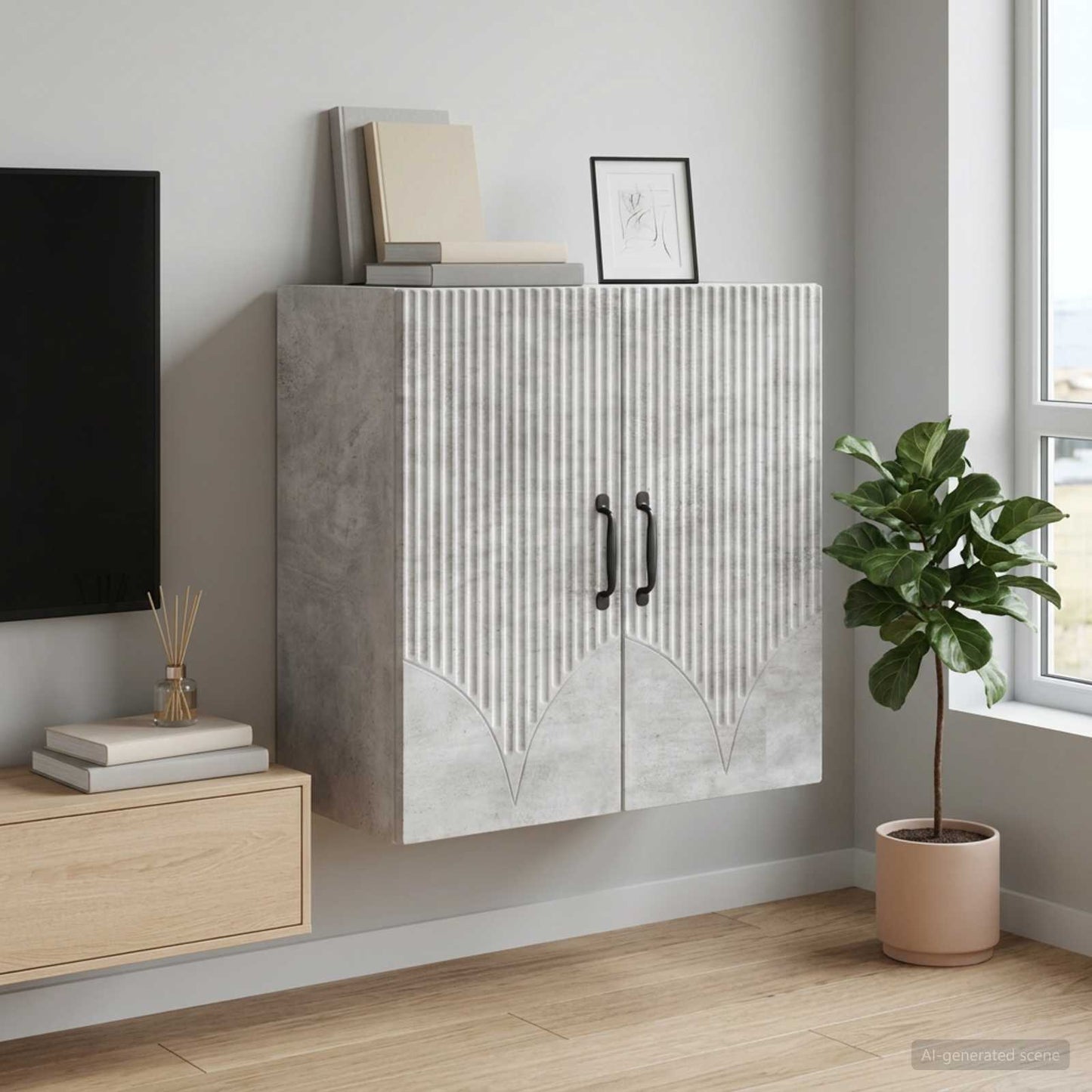 Mobiletto a muro Grigio Cemento 59 x 31 x 60 cm | homemem39