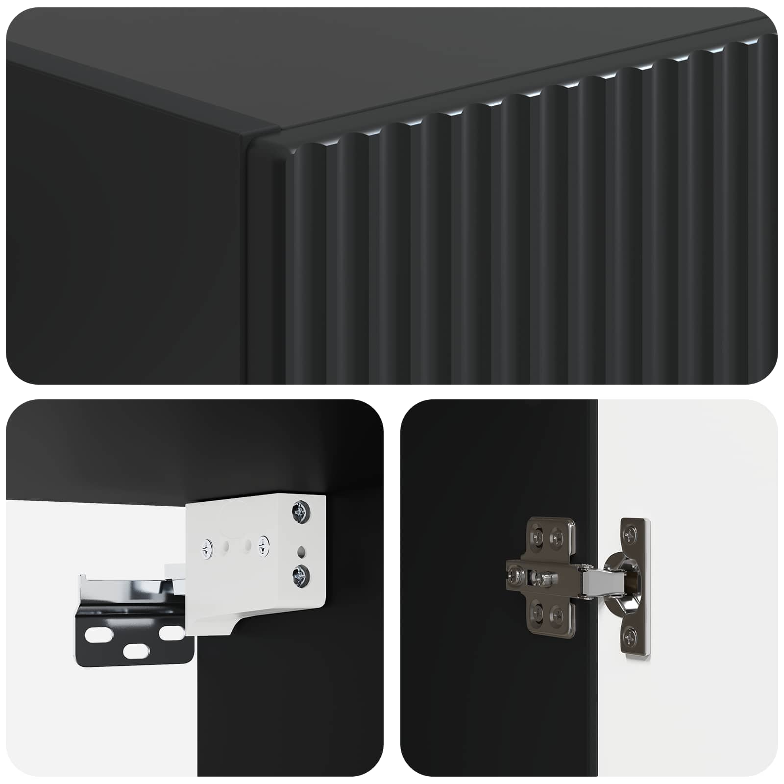 Mobiletto a muro Nero 33 x 34,5 x 90 cm Legno ingegnerizzato | homemem39