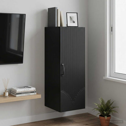 Mobiletto a muro Nero 33 x 34,5 x 90 cm Legno ingegnerizzato | homemem39