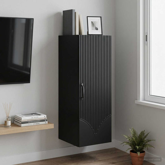 Mobiletto a muro Nero 33 x 34,5 x 90 cm Legno ingegnerizzato | homemem39