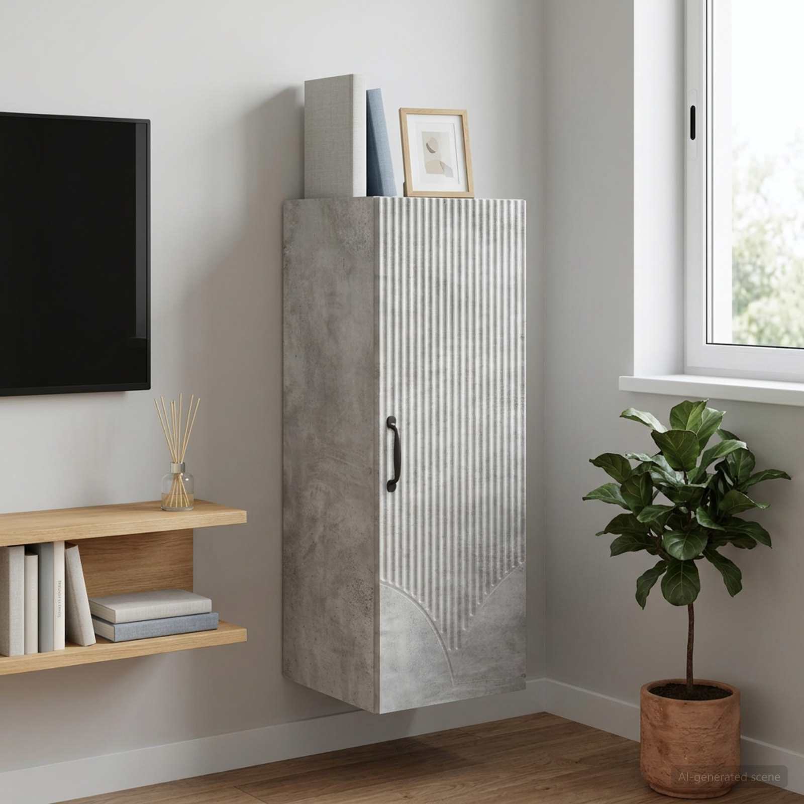 Mobiletto a muro Grigio Cemento 33 x 34,5 x 90 cm | homemem39
