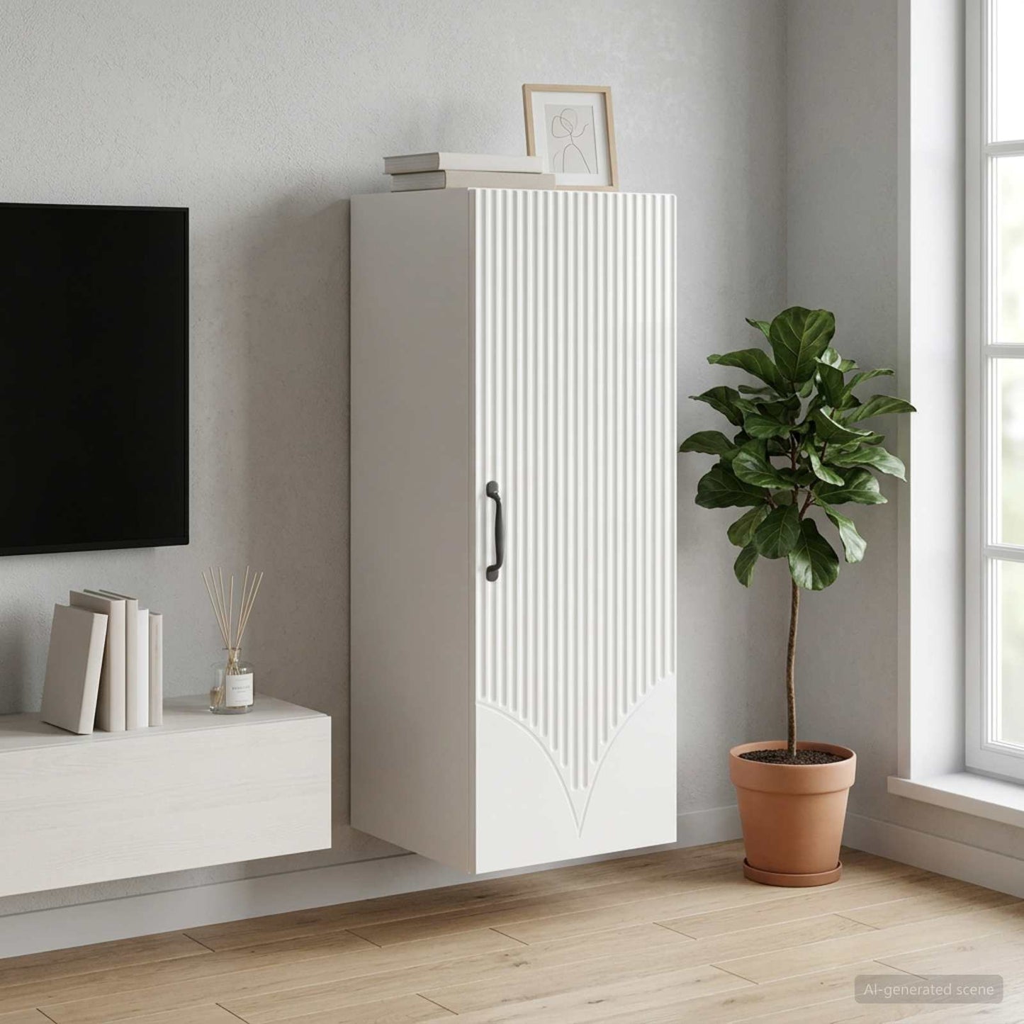 Mobiletto a muro Bianco Lucido 33 x 34,5 x 90 cm | homemem39