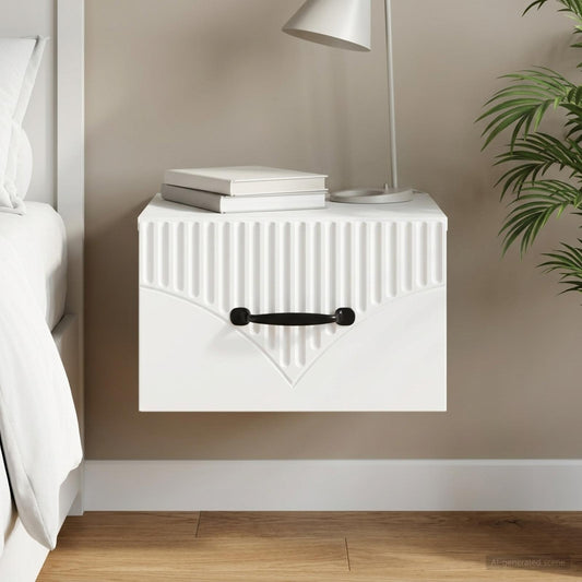 Mobiletto da notte a muro con cassetto Bianco 34,5 x 33 x 20 cm | homemem39