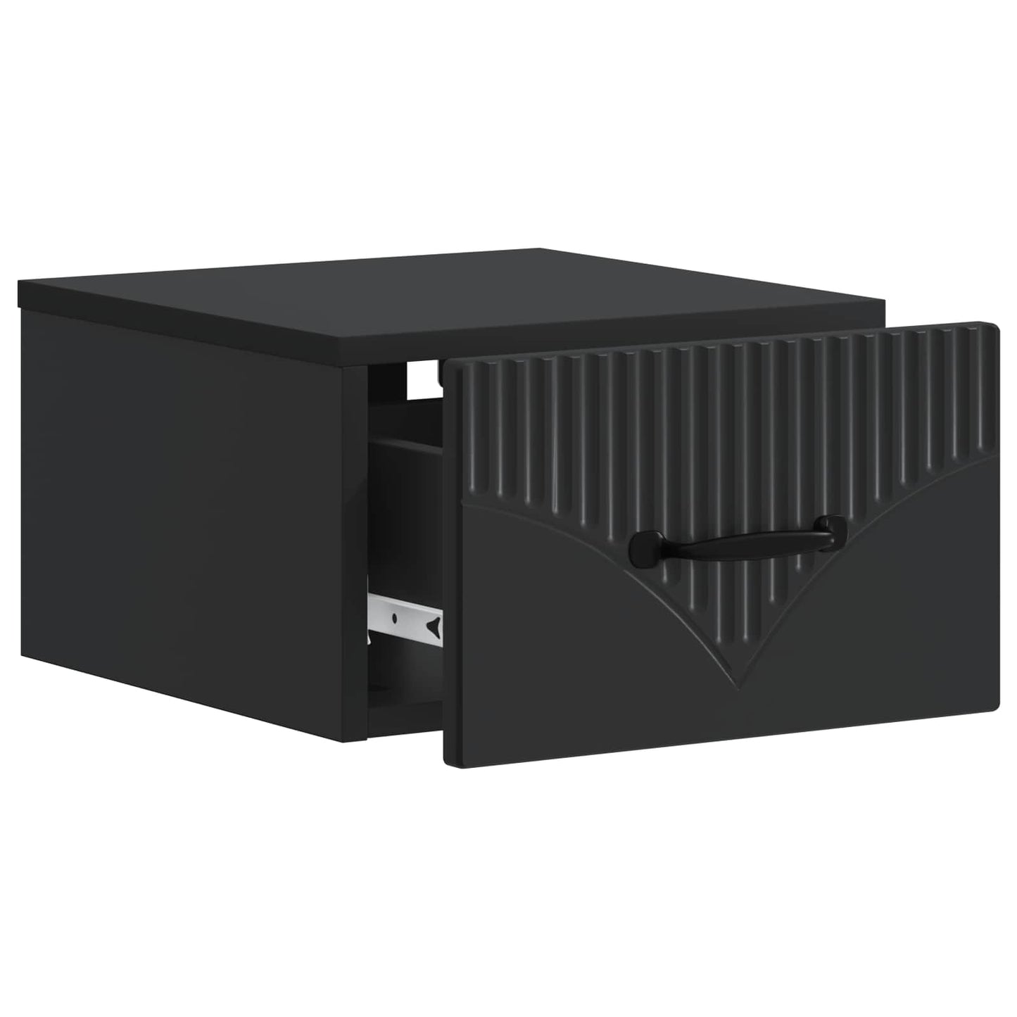 Mobiletto da notte a muro con cassetto Nero 34,5 x 33 x 20 cm | homemem39